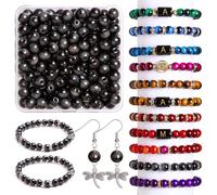 8mm Gray Tiger Eye Glass Beads with Storage Box,100 Pcs Round Gemstone Crystal Glass Beads for Jewellery Making, DIY Bracelet Necklace Earring and Crafting