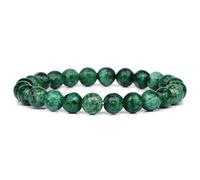 8mm Green Beaded Bracelets Natural Stone Bracelet Stretch Bangle Healing Jewelry Gifts for Women Men(17cm,32)