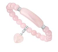 8mm Healing Crystal Beads Stretch Bracelet Pink Love Rose Quartz Bracelet Good Luck Energy Chakra Stone Beaded Bangle Jewelry Gifts for Women Mom