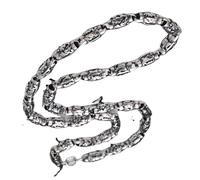 8mm Link Chain Necklace for Women Men, Six-Syllable Mantra Necklace Retro Ethnic Style Olive Bead Necklace Silver Chain for Men Necklace(50CM)