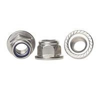 8mm / M8 A2 Stainless Steel Serrated Flanged Nyloc Nuts Flange Nylon Locking Nut DIN 6926-100 Pack