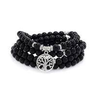 8mm Mala Beads 108 Meditation Bracelet Necklace with Tree of Life Charm, 8 mm, Gemstone Stone, No Gemstone