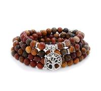 8mm Mala Beads 108 Meditation Bracelet Necklace with Tree of Life Charm (Picasso Jasper)