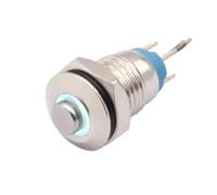 8mm Momentary Metal Push Button Switch ON OFF Brass High Ring 3V 12V DC 220V AC Red Green Blue LED 1Pcs(White LED,3V)