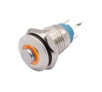 8mm Momentary Metal Push Button Switch ON OFF High Ring 3V 12V DC 220V AC Red Green Blue LED Illuminated Pushbutton Switch 1Pcs(Yellow LED,3V)