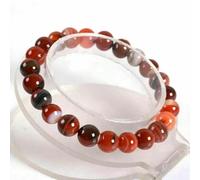 8mm Multi Kinds Round Gemstone Beads Stretch Bracelet 7.5'' -Red striped agate