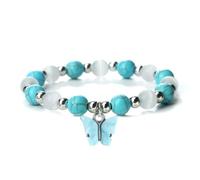 8mm Natural Cat Eye Stone Bracelets Acrylic Pendant Bangles for Women Men