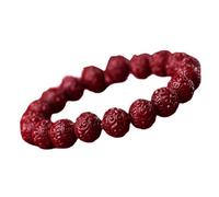 8mm Natural Cinnabar Bracelet with Carved Patterns High End Creativity