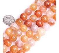 8mm Natural Crackled Agate Beads Round Semi Precious Gemstone Loose Beads for Jewelry Making (47-50pcs/strand)