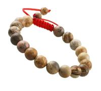 8mm Natural Crystal Stone Beaded Bracelet Red Rope Macrame Adjustable Women's