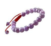 8mm Natural Crystal Stone Beaded Bracelet Red Rope Macrame Adjustable Women's