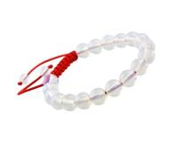 8mm Natural Crystal Stone Beaded Bracelet Red Rope Macrame Adjustable Women's