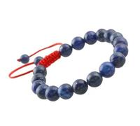 8mm Natural Crystal Stone Beaded Bracelet Red Rope Macrame Adjustable Women's