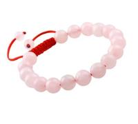 8mm Natural Crystal Stone Beaded Bracelet Red Rope Macrame Adjustable Women's