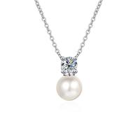 8mm natural freshwater pearl 0.5carat moissanite necklace for women engagement 925 sterling silver jewelry