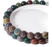 8mm Natural Indian Agate Round Bead - 45PCS Bulk Gemstone Beads for Jewelry Making, DIY Bracelets, Necklaces - Includes Crystal Stretch Cord