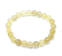 8mm Natural Stone Bracelets Men Women Crystal Jasper Quartz Gift Jewelry,Gold Rutilated,18cm