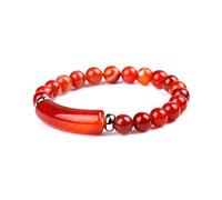 8MM Natural Stone Strand Bracelets Pink Quartz Agates Opal Green Crystal Rectangle Bar Charm Beaded Bracelets Jewelry Specific (Color : Red Agate)