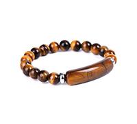 8MM Natural Stone Strand Bracelets Pink Quartz Agates Opal Green Crystal Rectangle Bar Charm Beaded Bracelets Jewelry Specific (Color : Tiger Eye)