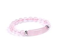 8MM Natural Stone Strand Bracelets Pink Quartz Agates Opal Green Crystal Rectangle Bar Charm Beaded Bracelets Jewelry Specific (Color : Pink Crystal)