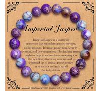 8mm Natural Stretch Imperial Jasper Bracelet for Unisex, Handmade Elastic Healing Crystal Gemstone Bracelet Yoga Stress Relief Gift for Men Women