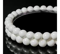 8mm Natural White Shell Round Bead - 45PCS Bulk Gemstone Beads for Jewelry Making, DIY Bracelets, Necklaces - Includes Crystal Stretch Cord