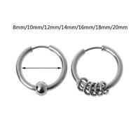 (8mm, One size) Vintage 8-20mm Stainless Steel Punk Circle Hoop Ear Studs 1 Pair Punk Circle Hoop Earrings All-match for Friend Birthday 12mm