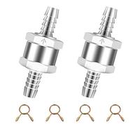 8mm One Way Aluminium Fuel Valve 2 PCS Non Return Fuel Check Valve With 4 PCS Fuel Hose Spring Clamps For Petrol Diesel Oil Water Chrome Car Auto Carburettor Low Pressure Systems