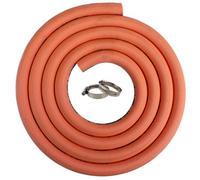 8mm Orange Reinforced Rubber Gas Hose 4M Kit With 2 Clamps En16436 Compliant