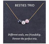 8mm Pearl Pendant Necklace Gift for Women, Elegant Three Pearls Jewelry for Birthday, Christmas, Friendship Day, M, Metal, imitation pearl