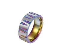 8MM Rainbow Color Stainless Steel Plated Titanium Ring Hammered Design Tungsten Wedding Band Engagement Ring for Men Women Comfort Fit Colorful Accessories, 11#, Stainless Steel