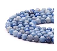 8mm Round Blue Aventurine Gemstone Beads, 47-50pcs Loose Smooth Healing Power Stone Beads for Bracelet Necklace Jewellery Making and DIY Crafts, 1 Strand 15.5"
