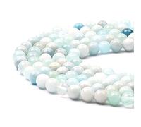 8mm Round Blue Morganite Gemstone Beads, 47-50pcs Loose Smooth Healing Power Stone Beads for Bracelet Necklace Jewellery Making and DIY Crafts, 1 Strand 15.5"