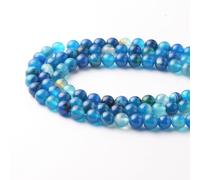 8mm Round Blue Striped Agate Natural Stone Beads for Bracelets Jewellery Making, Gemstone Beads for Crafting (47-50Pcs)