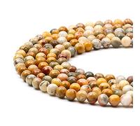 8mm Round Earth Tone Agate Gemstone Beads, 47-50pcs Loose Smooth Healing Power Stone Beads for Bracelet Necklace Jewellery Making and DIY Crafts, 1 Strand 15.5"