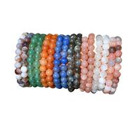 8mm Round Gemstone Bracelet Stretchy Beads Bracelet Multi Crystal/Rose Quartz/Amethyst/Malachite More Bracelets Gift For Her (Blue Sunstone)