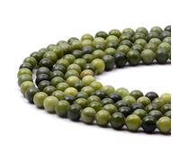 8mm Round Green Jade Gemstone Beads, 47-50pcs Loose Smooth Healing Power Stone Beads for Bracelet Necklace Jewellery Making and DIY Crafts, 1 Strand 15.5"
