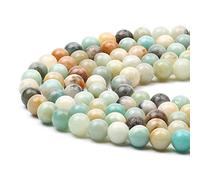 8mm Round Multicolor Amazonite Gemstone Beads, 47-50pcs Loose Smooth Healing Power Stone Beads for Bracelet Necklace Jewellery Making and DIY Crafts, 1 Strand 15.5"