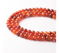 8mm Round Orange Striped Agate Natural Stone Beads for Bracelets Jewellery Making, Gemstone Beads for Crafting (47-50Pcs)