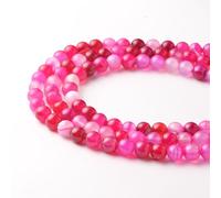 8mm Round Rose Red Striped Agate Natural Stone Beads for Bracelets Jewellery Making, Gemstone Beads for Crafting (47-50Pcs)