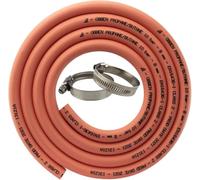 8mm Rubber Gas, LPG Gas Hose Pipe, Butane/Propane Compatible, with 2 Metal Clips, BBQ/Camping (8mm x 5m)