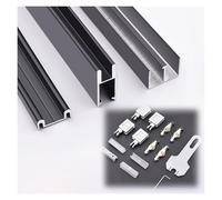 8mm s Door Sliding Track Kit, Aluminum 3-Piece Rail Set, Quiet Double Track for Cabinet Wardrobe Wine 1set(Black,90cm)