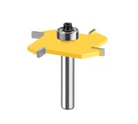 8mm Shank Biscuit Jointer Router Bit, Four Edge T-Type Slotting Woodworking Milling Cutting Tool with Bearing