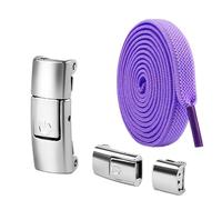 8mm Shoe Laces Press Lock Shoelaces Without Ties Elastic Laces Sneaker Kids Adult Widened Flat Shoelace for Shoes for Trainers, Casual Shoes(Purple)