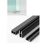 8mm Sliding Glass Door Track Kit, Aluminum Track with Silent Glide Design Slide Rail Kit for Display Cabinets, Bookcases & Wardrobes(Black,100cm)