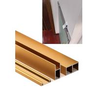 8mm Sliding Glass Door Track System - Aluminum Silent Roller for Cabinets, Wardrobes & Bookshelves - Easy Installation - Gold Finish, 106.3in/270cm Length