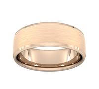 8mm Slight Court Extra Heavy Polished Chamfered Edges With Matt Centre Wedding Ring In 18 Carat Rose Gold - Ring Size U