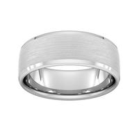 8mm Slight Court Standard Polished Chamfered Edges With Matt Centre Wedding Ring In Platinum - Ring Size R