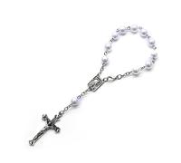 8mm Small Baptism Rosary Pearl Rosary Beads Finger Baptism Rosaries for Christening Weddings Baby Shower Party Favor Finger Rosaries Catholic Faux Pearls Christening Communion Weddings Party Favor