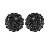 8MM Sparkly BLACK Disco Ball Shamballa Style Sterling Silver Stud Earrings - Austrian Crystal Earrings
